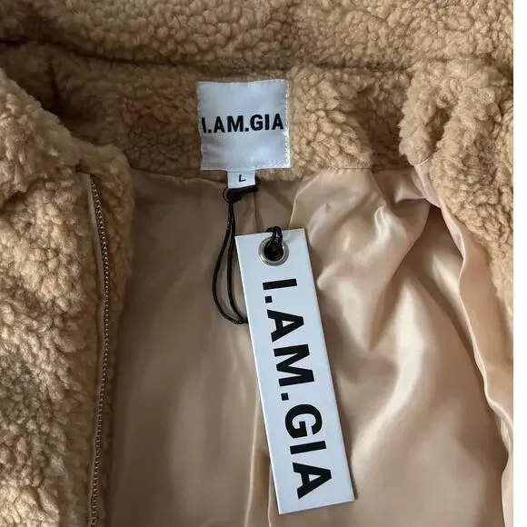 New I.AM.GIA Pixie Teddy Coat in Caramel Women's Size L - Picture 5 of 10